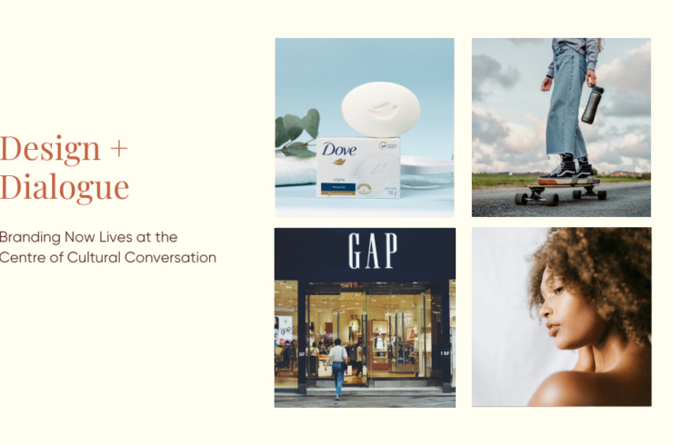 Dove soap, woman skateboarding, GAP store, and woman in front of GAP