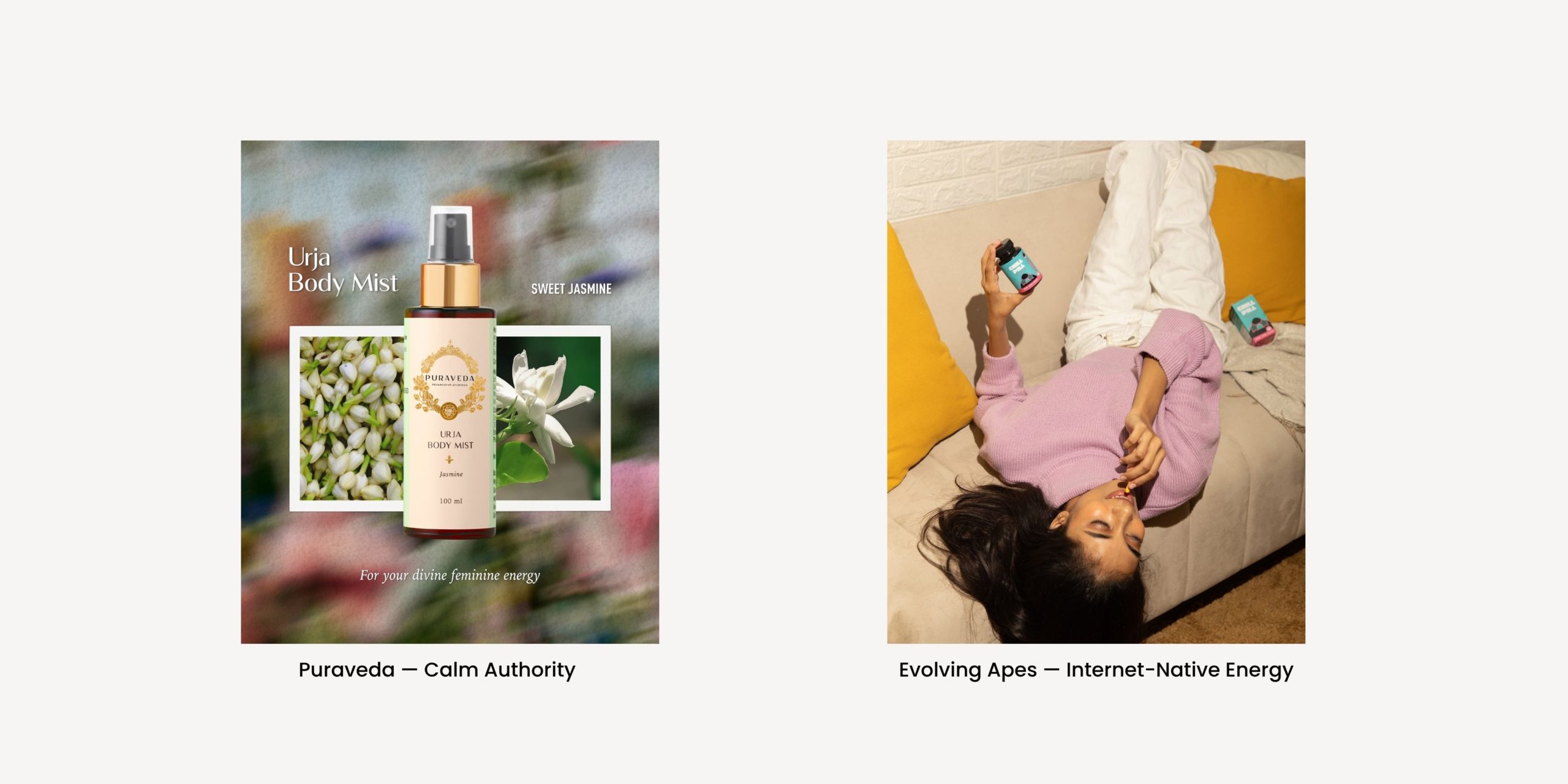 Woman relaxing on couch with Purvaveda body mist