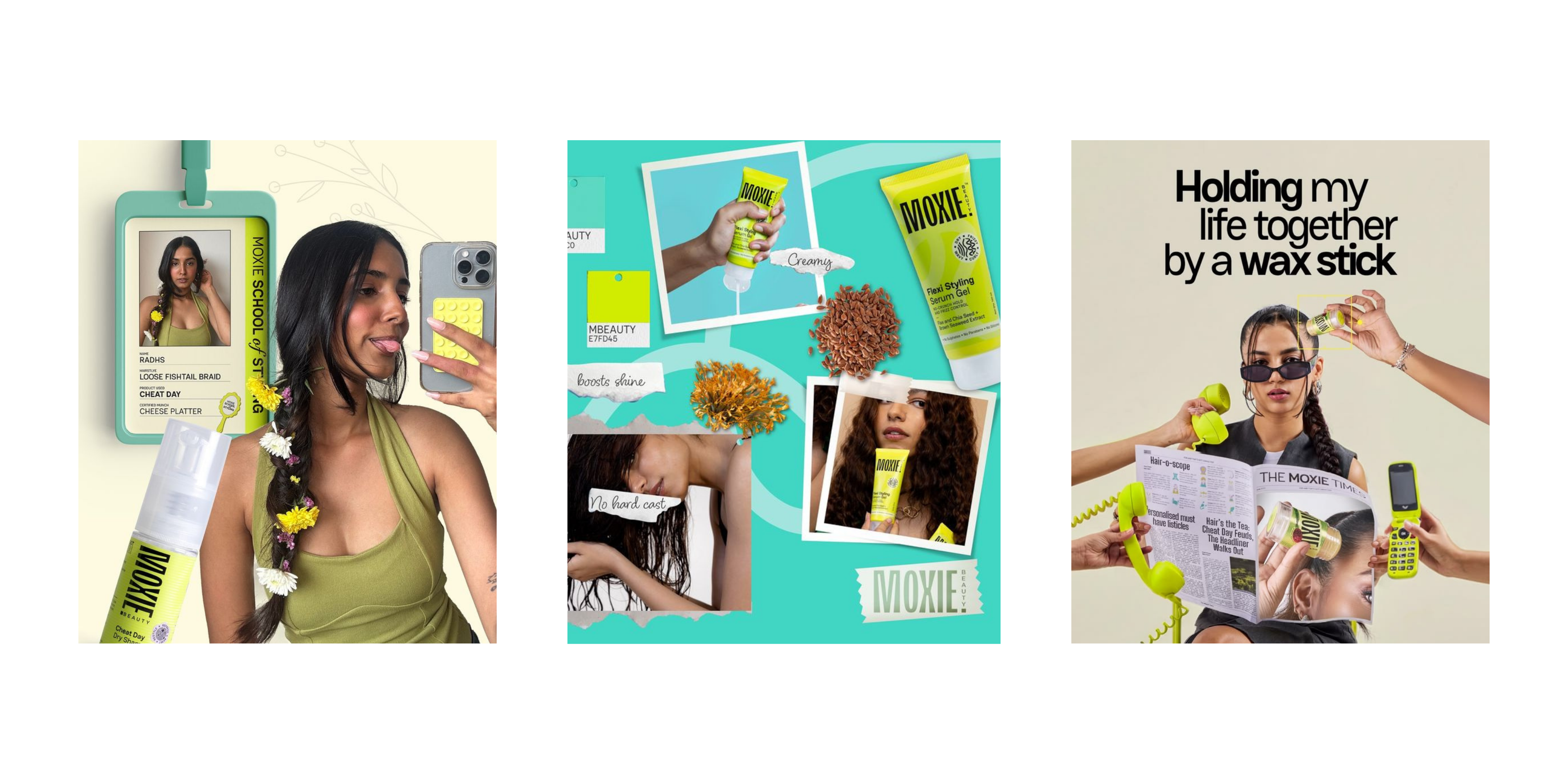 Moxie hair styling gel and products