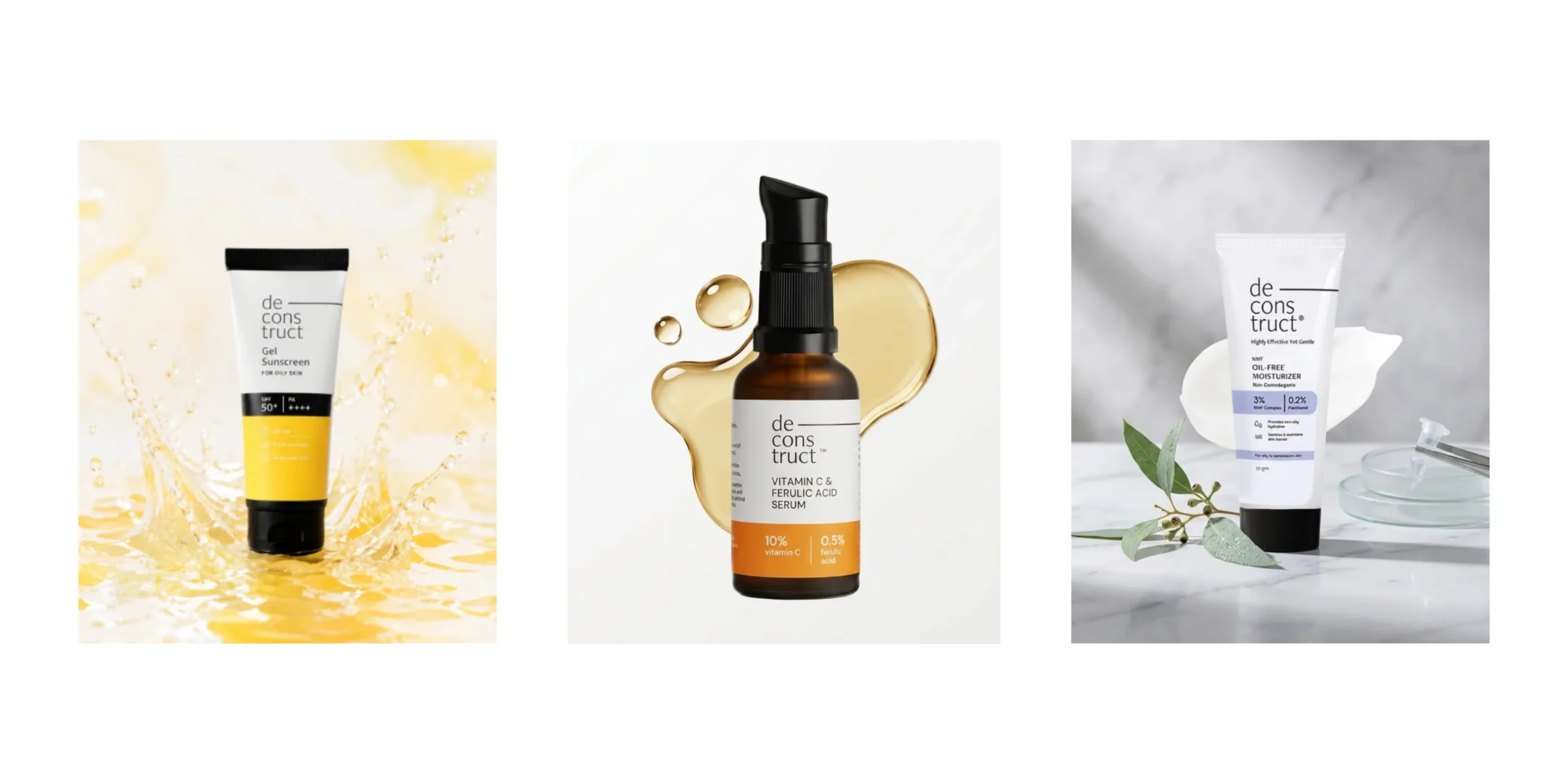 Deconstruct skincare products: sunscreen, serum